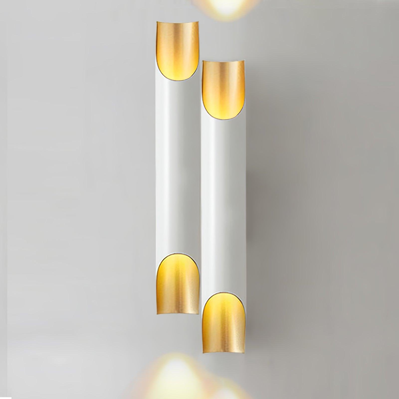 Pair of Abigali Straight Wall Lamps in White and Gold, 4.7 inches Diameter x 18.1 inches Height (12cm x 46cm)"