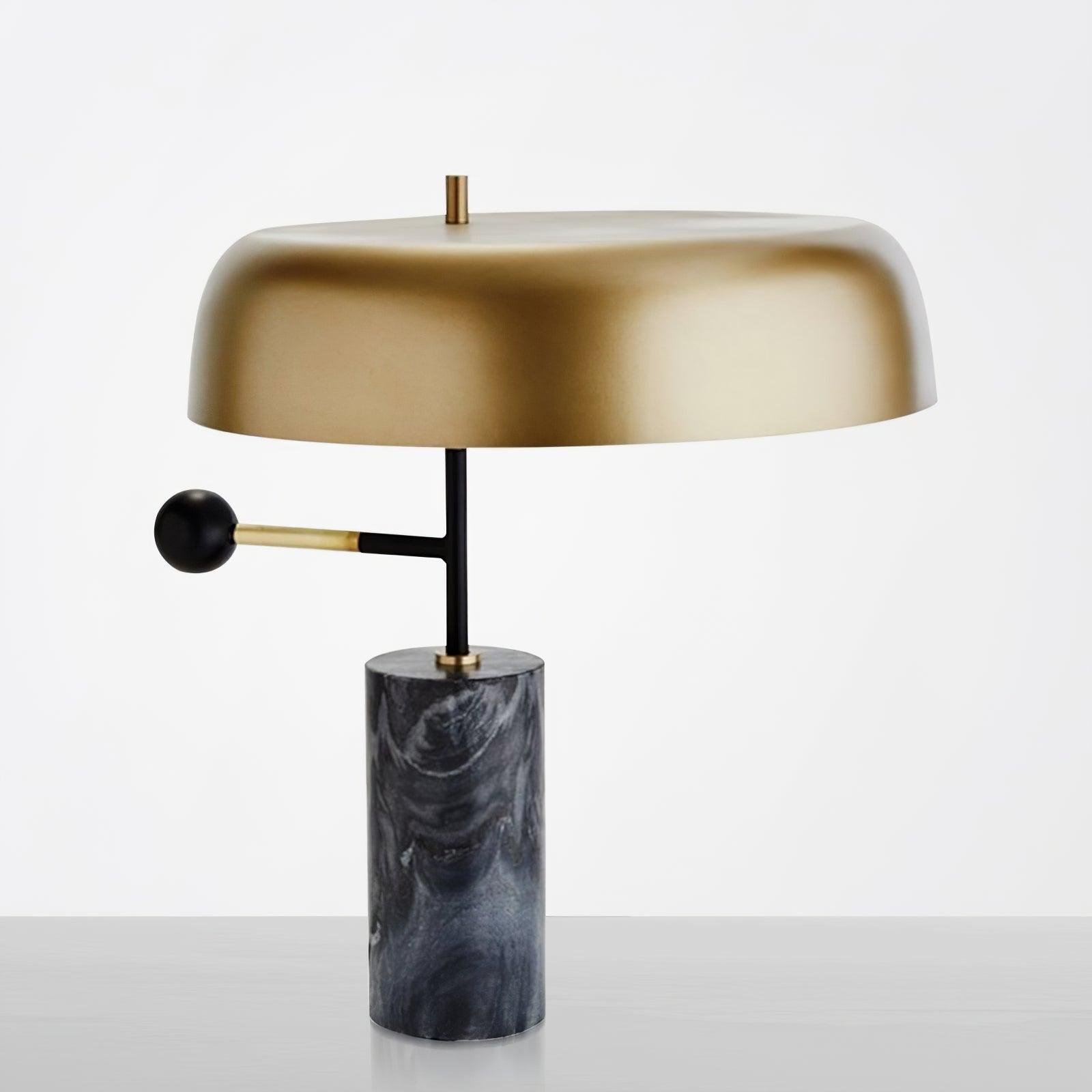 Adam Table Light in Black and Gold with UK Plug, Dimensions ∅ 13.8″ x H 17.7″ (Dia 35cm x H 45cm)