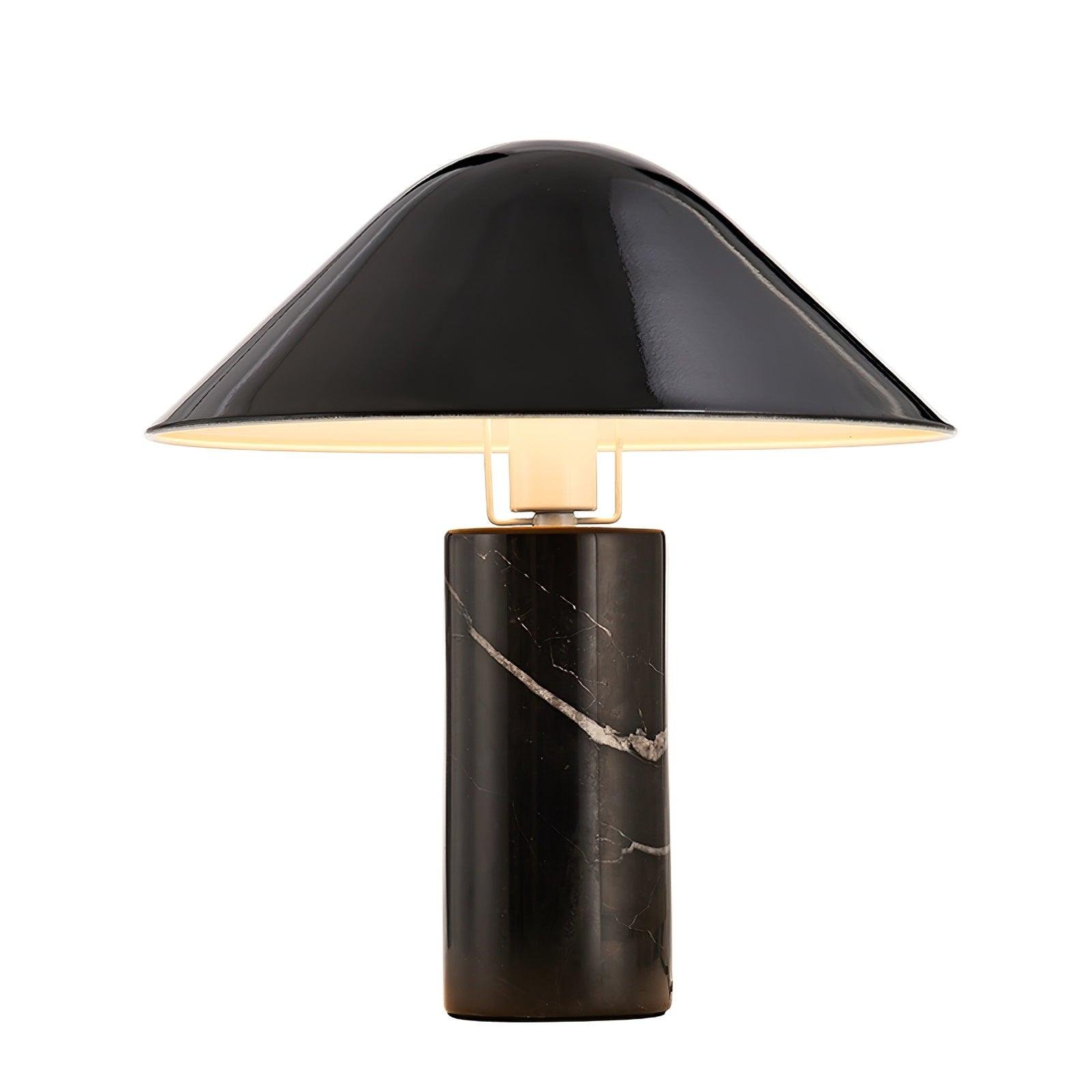 Black Adelaide Marble Table Lamp with EU plug, measuring 14.9" in diameter and 16.5" in height (38cm x 42cm in Dia).