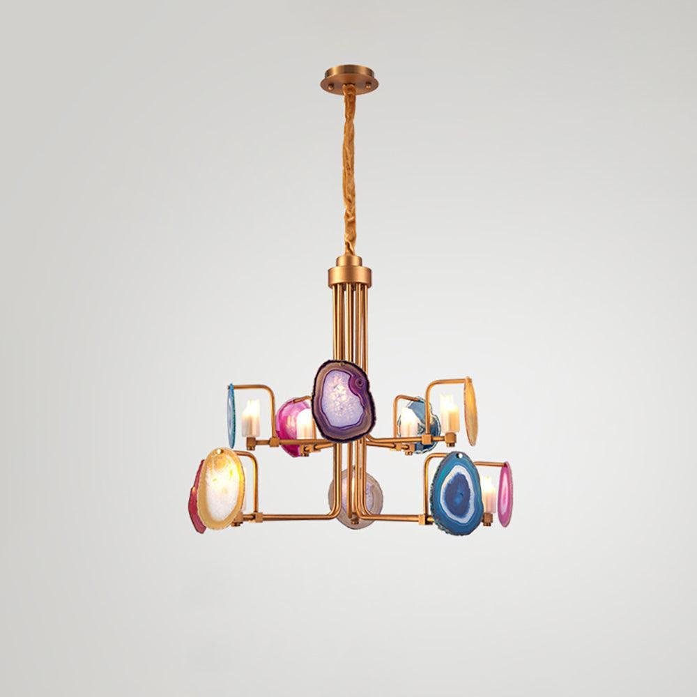Chandelier with 10 Heads, 75cm Diameter, featuring Multicolored Agate