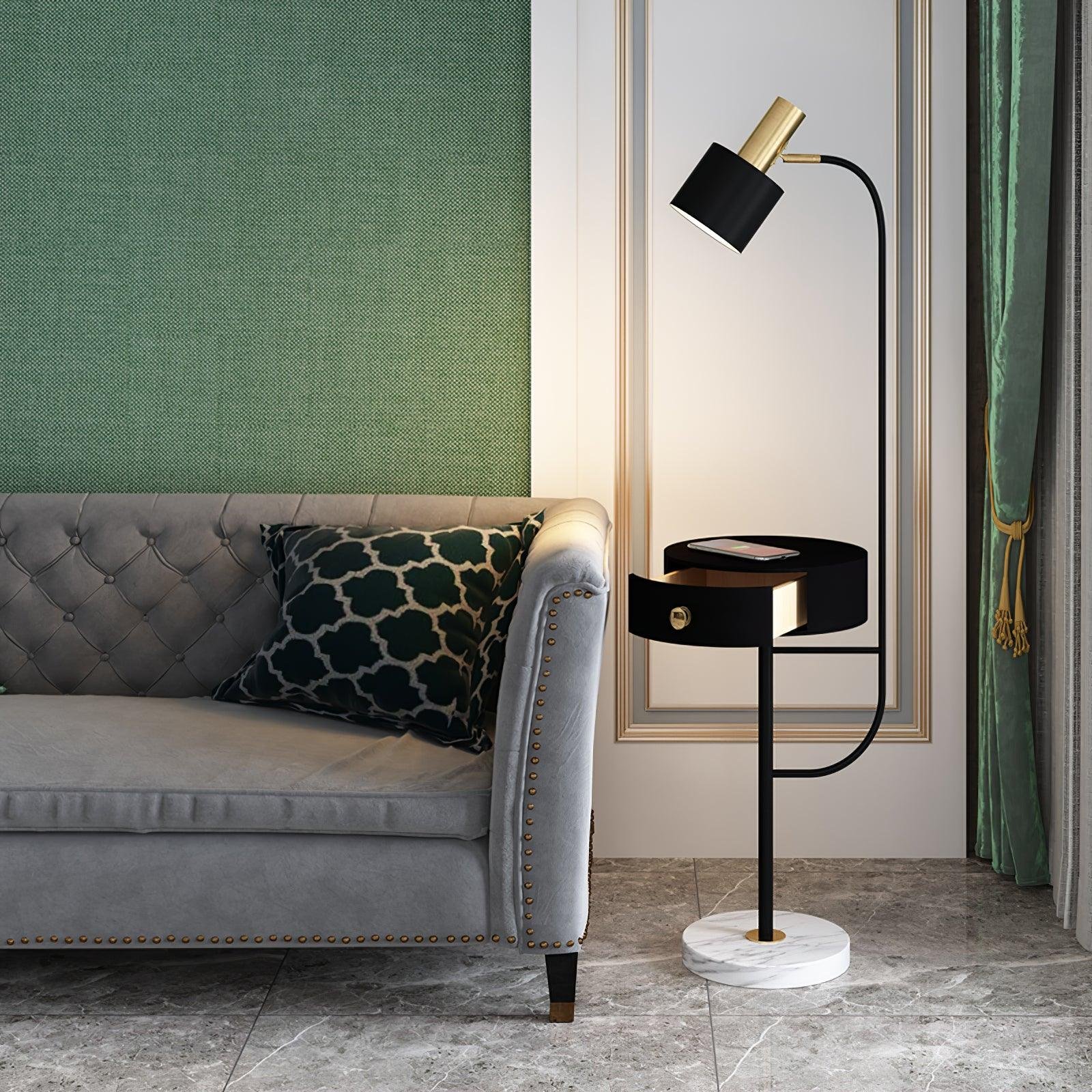Black Agueda Floor Lamp with UK Plug, measuring 11.8 inches in diameter and 59 inches in height (30cm x 150cm)