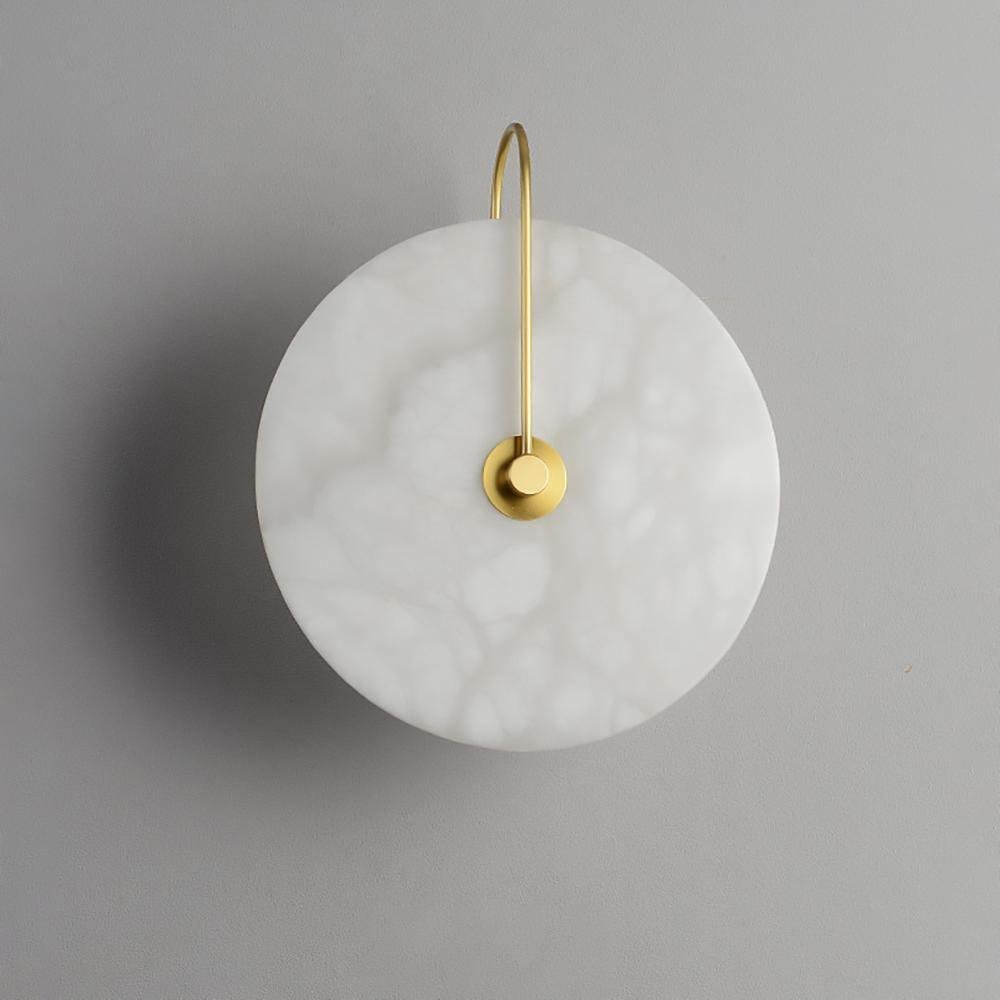 White Alabaster Wall Lamp ∅ 5.9″ , Dia 15cm *2 , Gold , Cool White