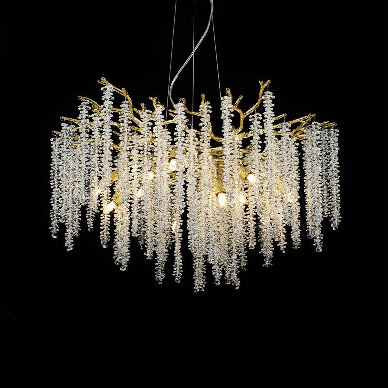 Albero Crystal Chandelier in Gold and Clear with 10 Heads, Dimensions: 31.5" Diameter x 15.7" Height (80cm x 40cm)