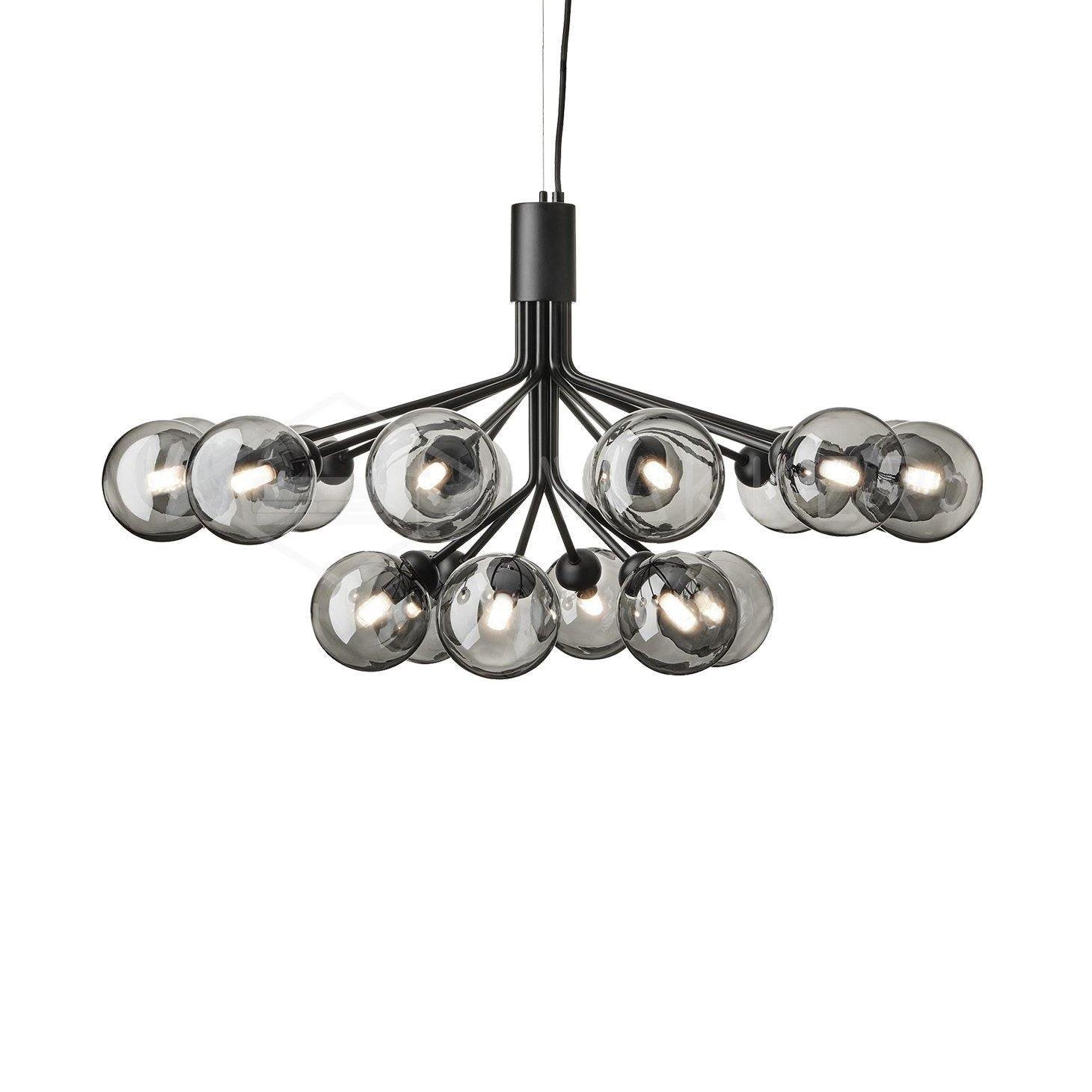 Black Smoky Apiales Chandeliers with 12heads, measuring approximately ∅ 31.5″ x H 19.7″ (Dia 80cm x H 50cm)