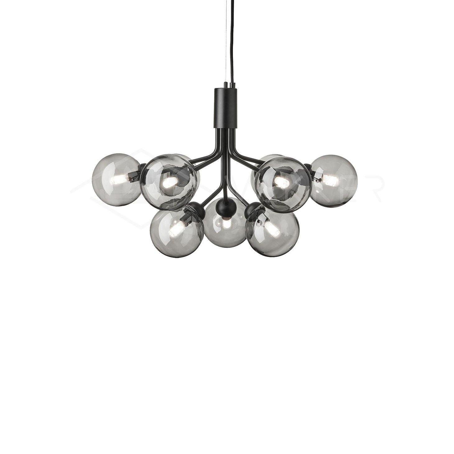 Black Smoky Apiales Chandeliers with 9heads and dimensions ∅ 23.6″ x H 15.8″ (Dia 60cm x H 40cm)