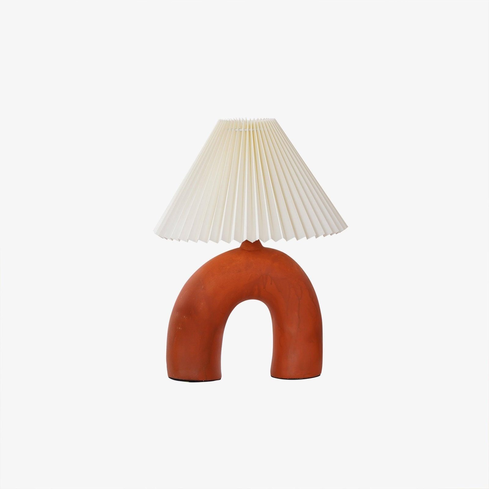 Arched Pleated Table Lamp Made of Terra Cotta, EU Plug - Dimensions: 11.8″ Diameter x 16.5″ Height (30cm Dia x 42cm H)