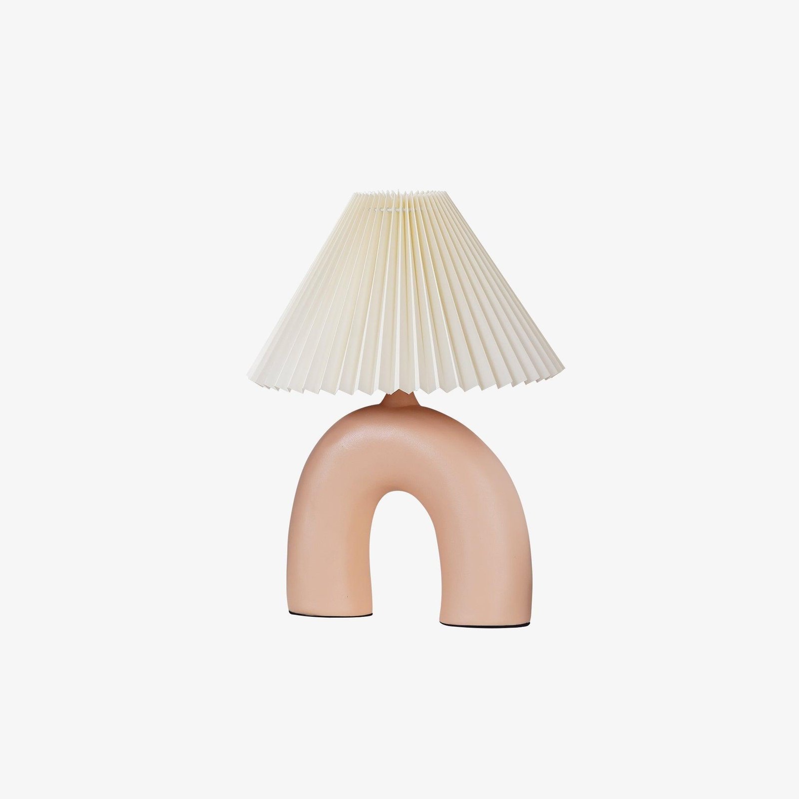 Arched Pleated Design Table Lamp, Skin Color, 11.8″ Diameter x 16.5″ Height (30cm Dia x 42cm H), EU Plug