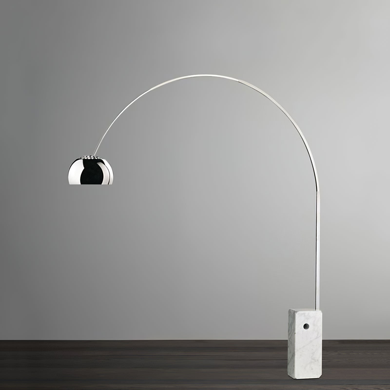 Floor Lamp Arco, with dimensions of 82.6″ x 96.4″ (210cm x 245cm), featuring Square Tube Design and equipped with UK plug.