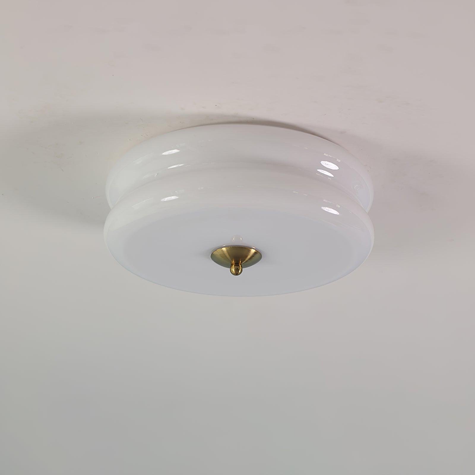 Art Deco Vintage Ceiling Light in Gold and White with Cool Light, Diameter 12.6 inches x Height 5.1 inches (32cm x 13cm)