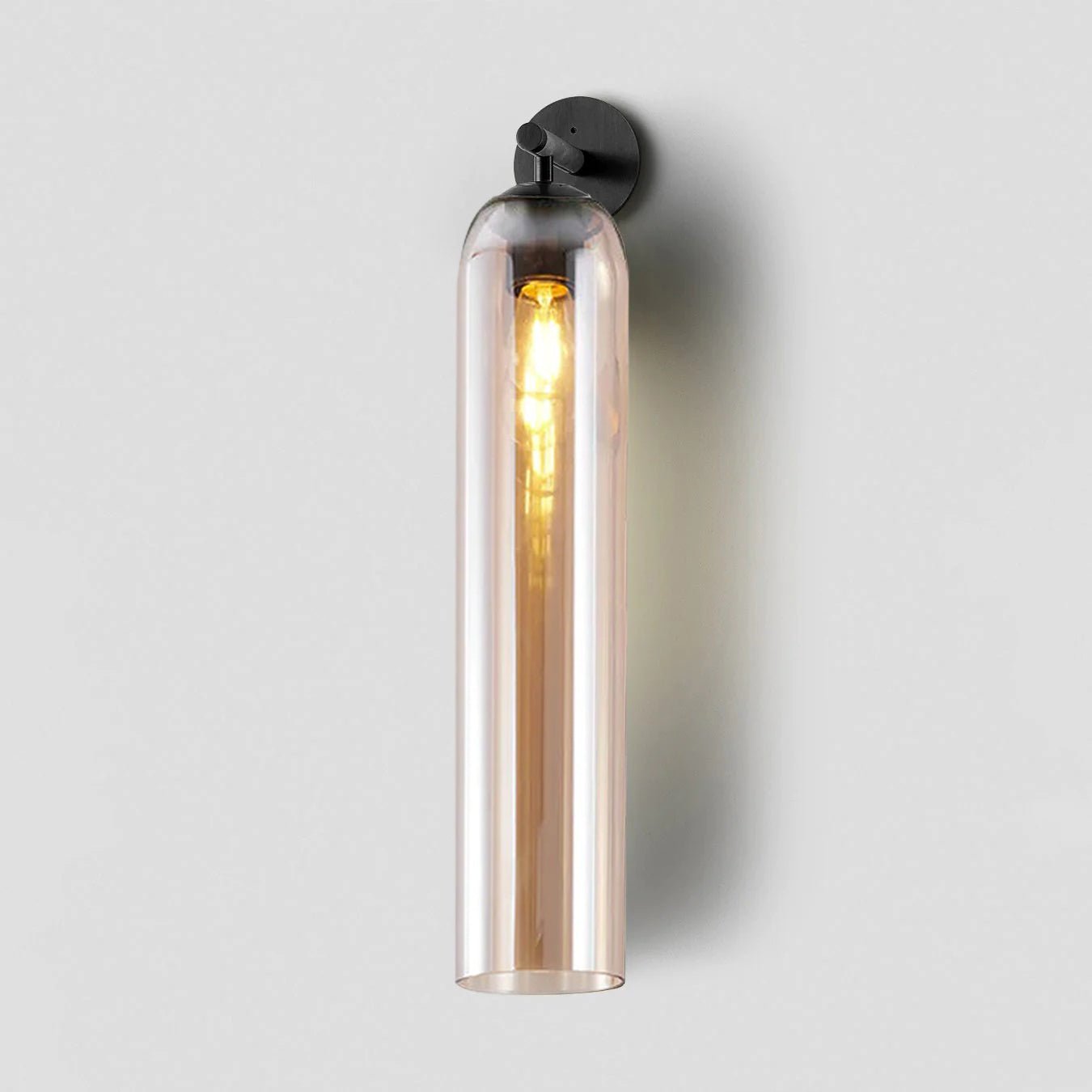 Black Amber Art Glass Sconce in 3.9" Diameter x 18.9" Height (10cm Diameter x 48cm Height)