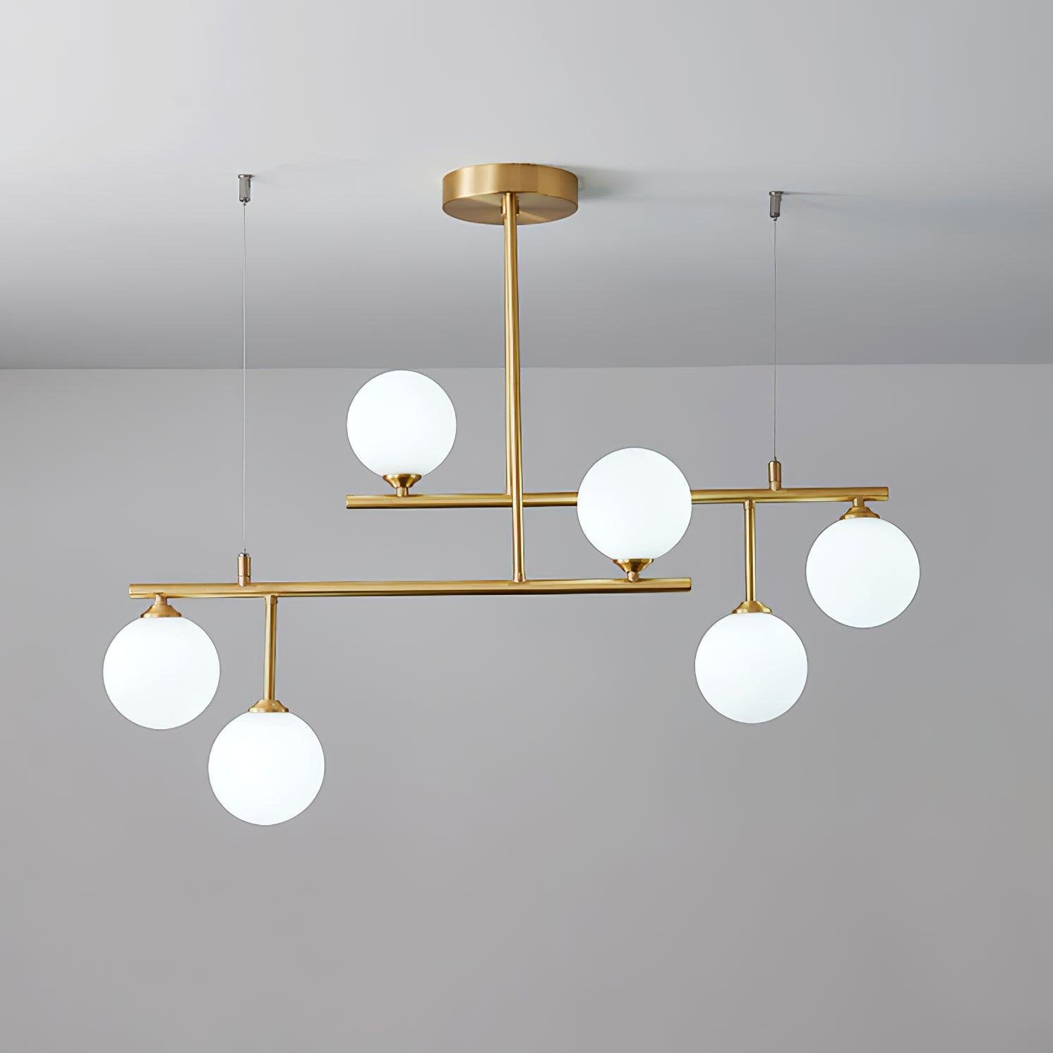 Arteriors Chandelier with 6heads, measuring 39.4" in diameter and 19.7" in height (100cm x 50cm), made of Brass+White.