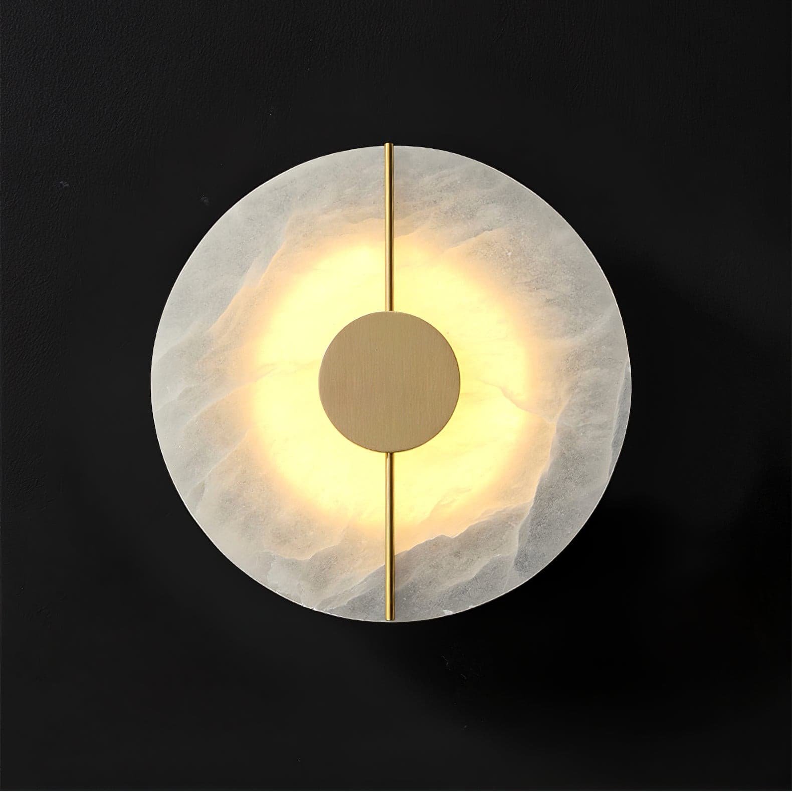 Artistic Marble Wall Lamp in White/Brass with Cool Light, Diameter 7.9" x Height 7.9" (20cm x 20cm)