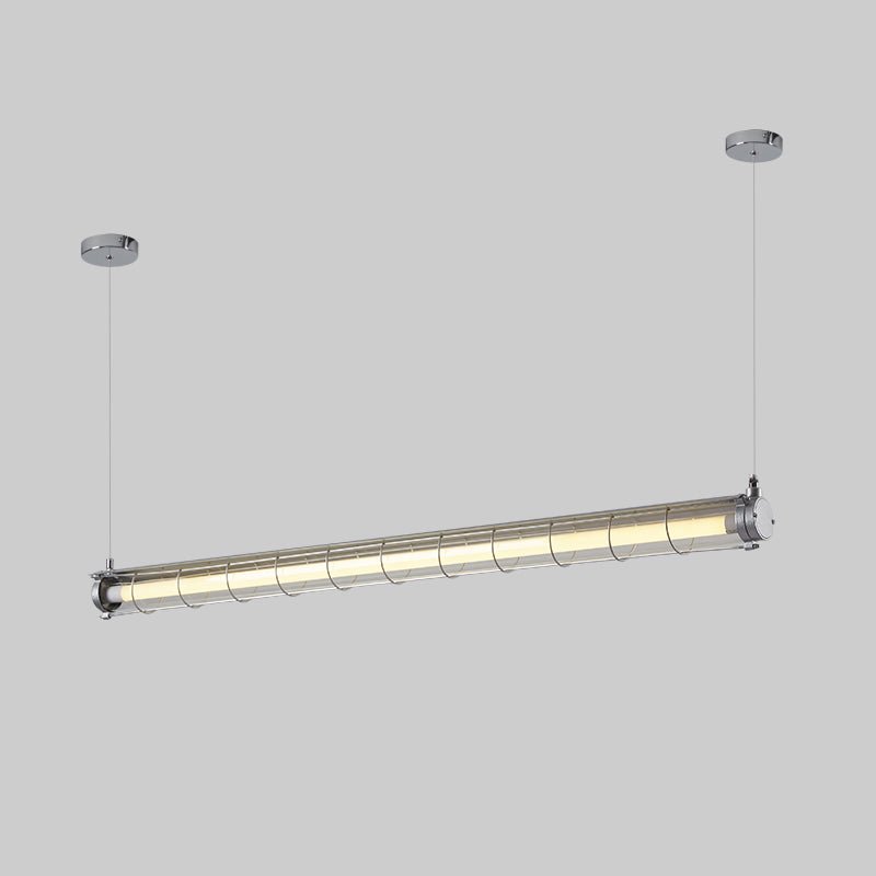Asscher Linear Suspension in Silver with Cool Light, Dimensions: Length 48.8″ x Width 4.3″ x Height 5.5″ (124cm x 11cm x 14cm)