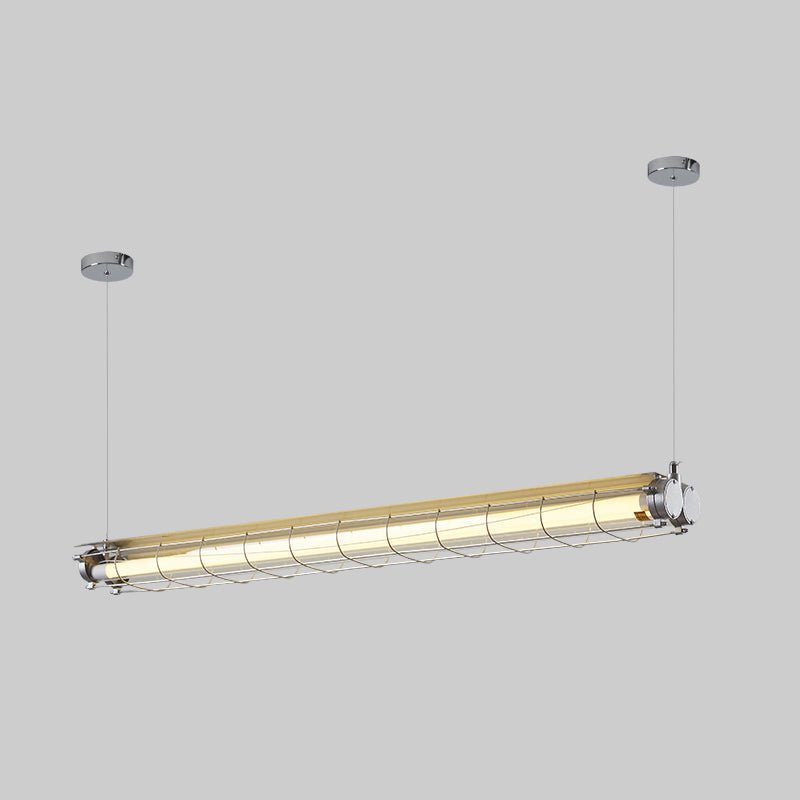 Asscher Linear Suspension Light in Silver with Cool Light, Dimensions: L 48.8″ x W 7.9″ x H 5.5″ (L 124cm x W 20cm x H 14cm)