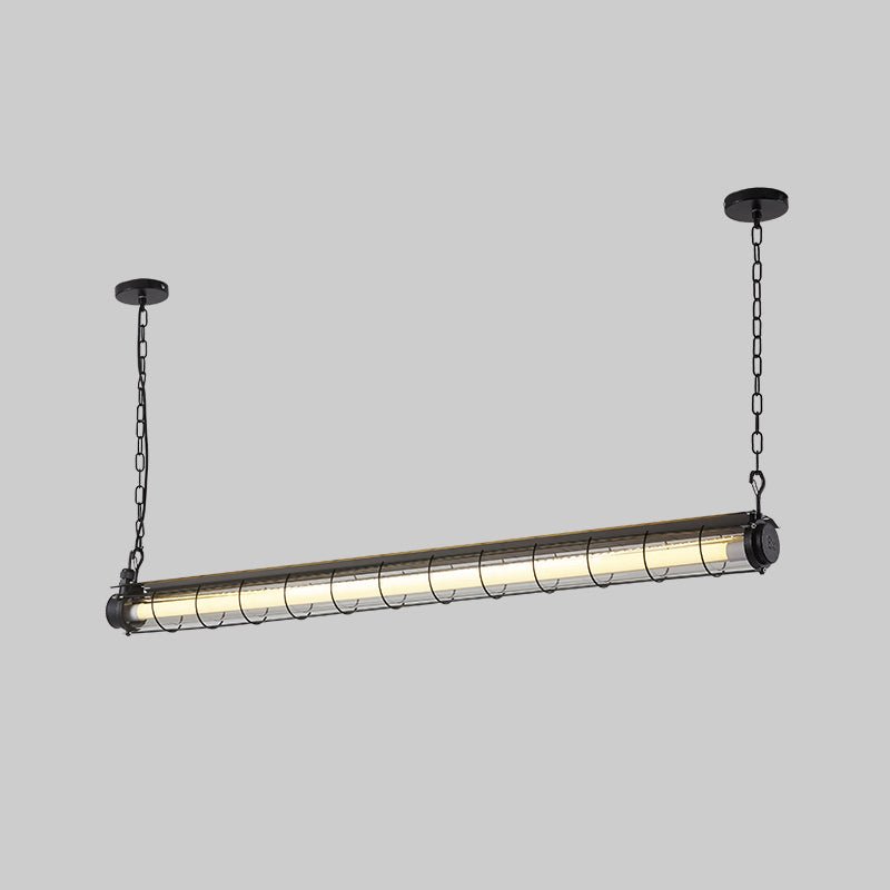 Asscher Design Linear Suspension with Dimensions 48.8 inches Length, 4.3 inches Width, and 5.5 inches Height (124cm x 11cm x 14cm), in Black Color and Cool Light for Lighting.