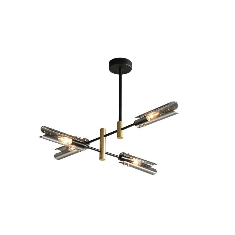 Black + Gold Astrid Double Chandelier with 4 Heads - Size: Diameter 29.1" x Height 20.7" (74cm x 51cm) - Color: Smoke Gray
