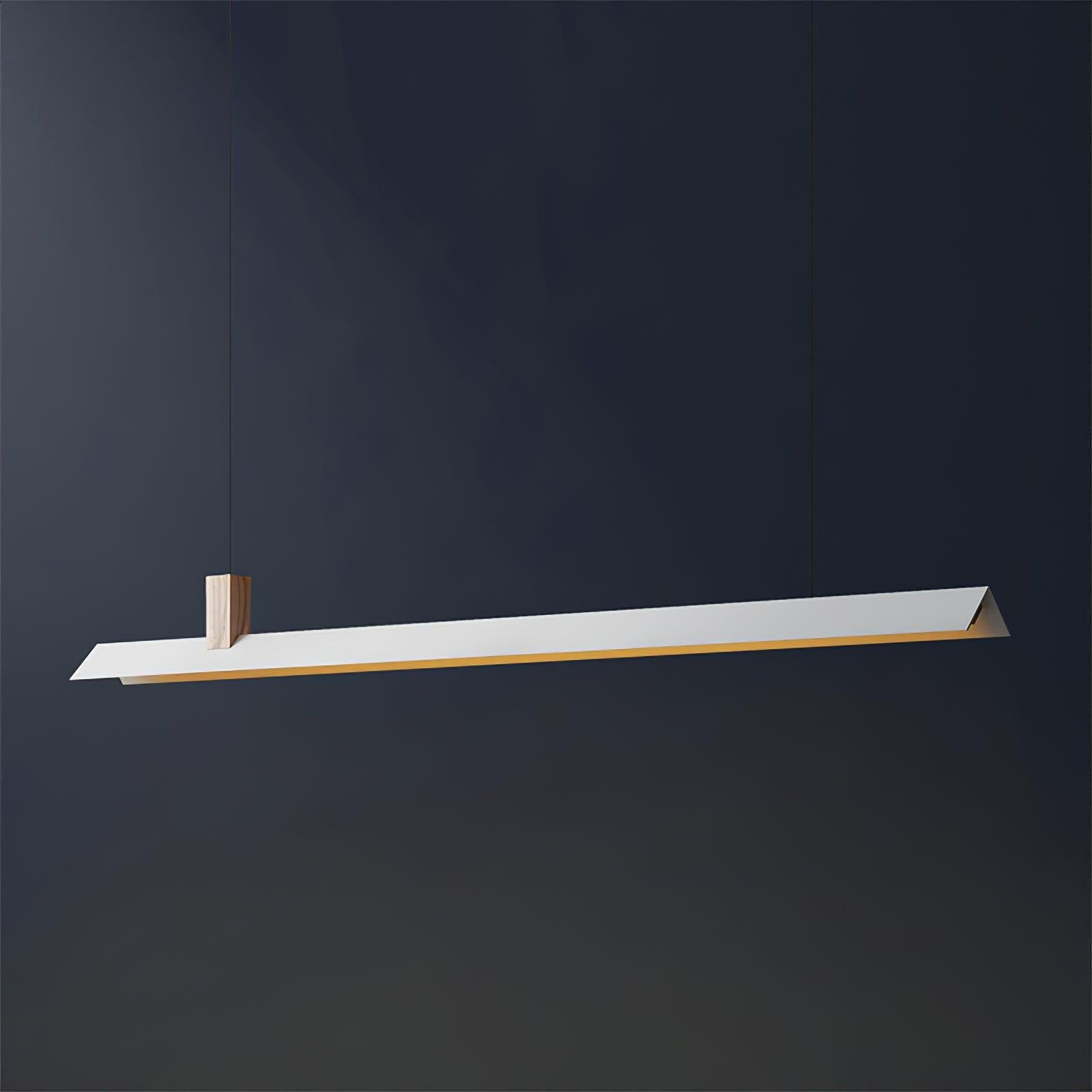White Axis T Pendant Light with a size of 150cm (59") in length, 11cm (4.3") in width, and 150cm (59") in height, emitting a cool light.