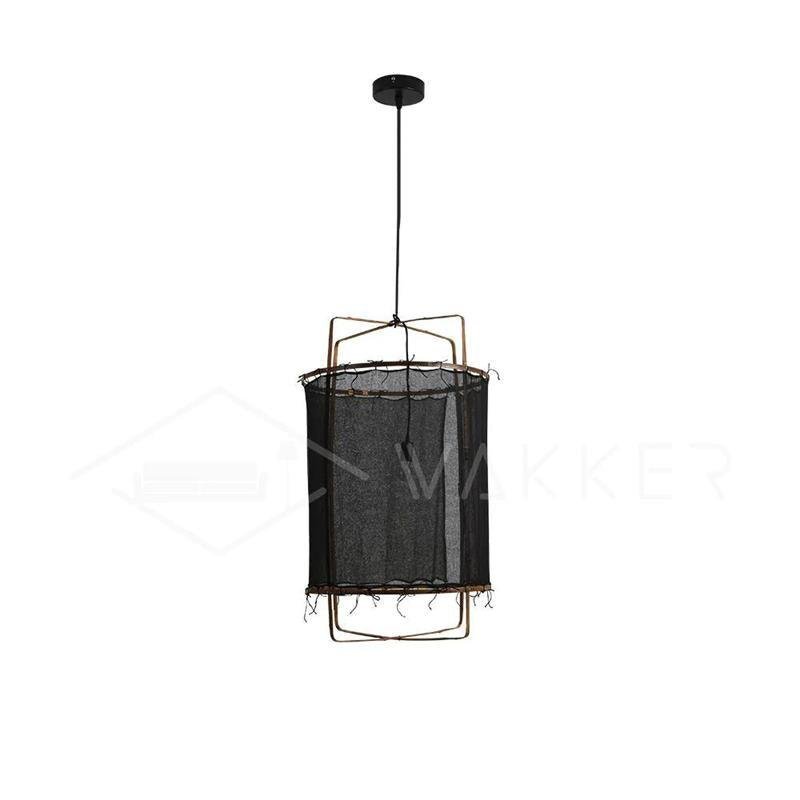 Black gauze Ay illuminate pendant light, with a diameter of 15.7 inches and a height of 24.4 inches (or 40cm x 62cm).