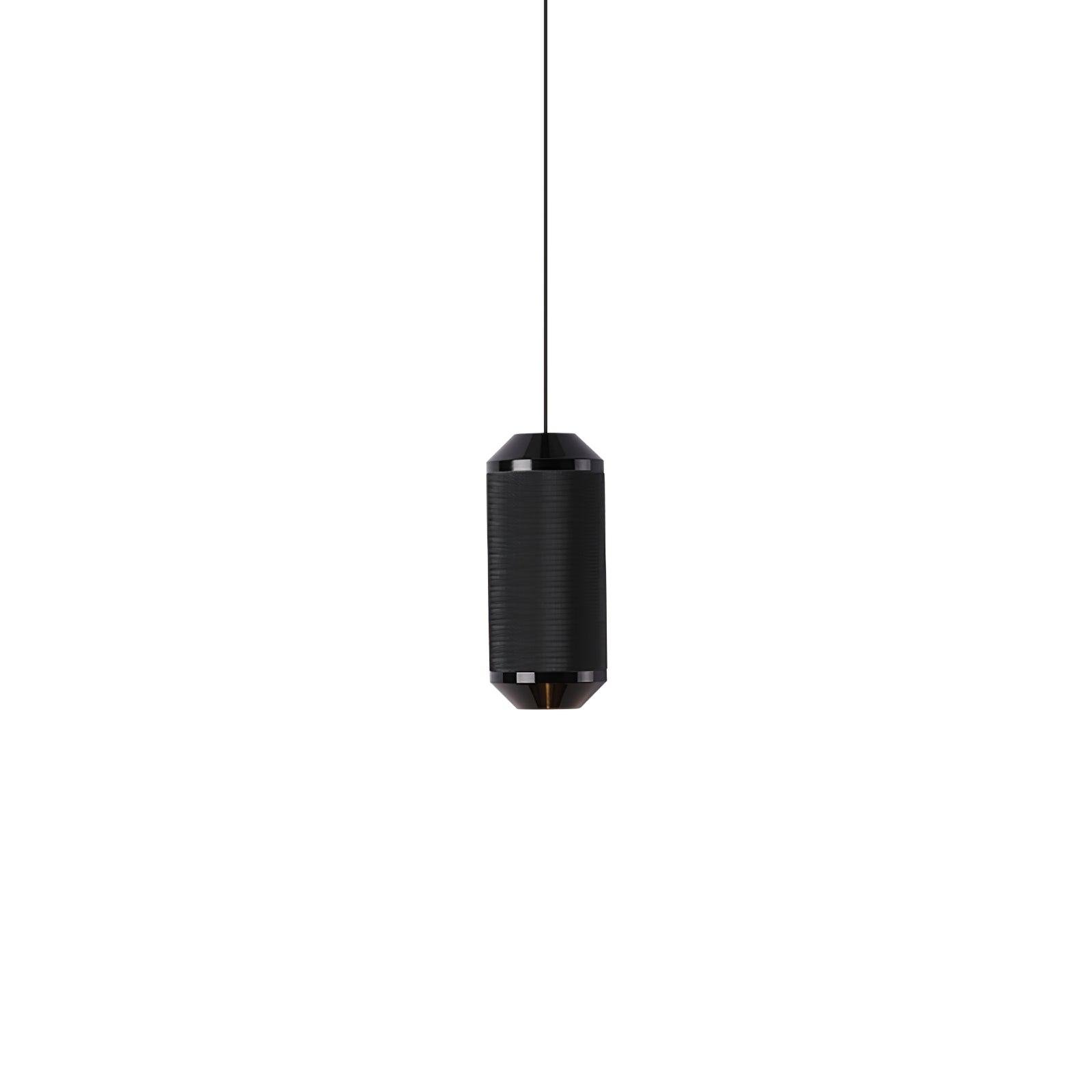 Black Backbeat Pendant Lamp with a diameter of 17.7" and a height of 11.8", or a diameter of 7.5cm and a height of 18cm, emitting a cool light.