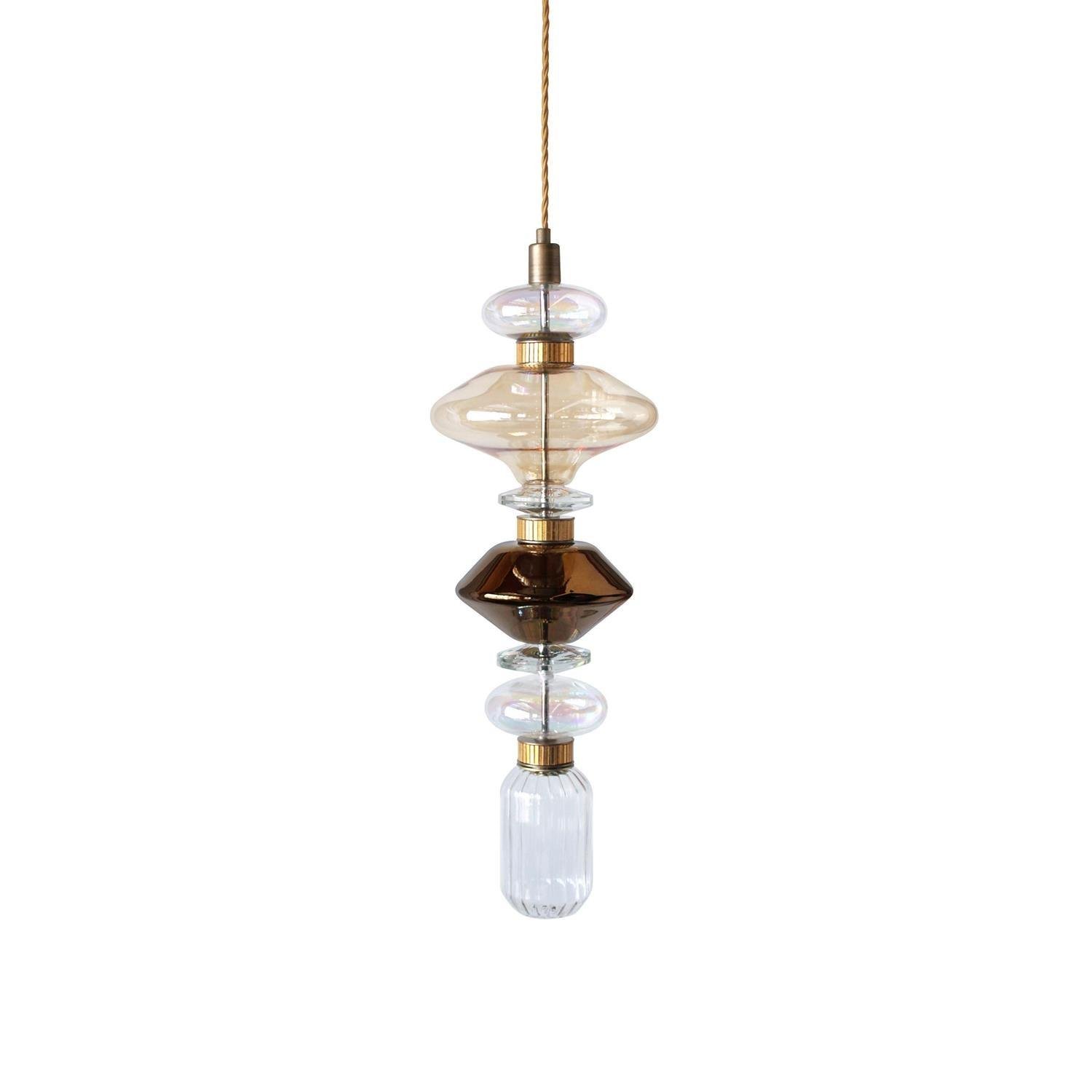 Ballet Pendant Lamp Model E with a diameter of 7.9 inches and a height of 24 inches, or 20cm x 61cm, offering a clear design and cool light ambiance.