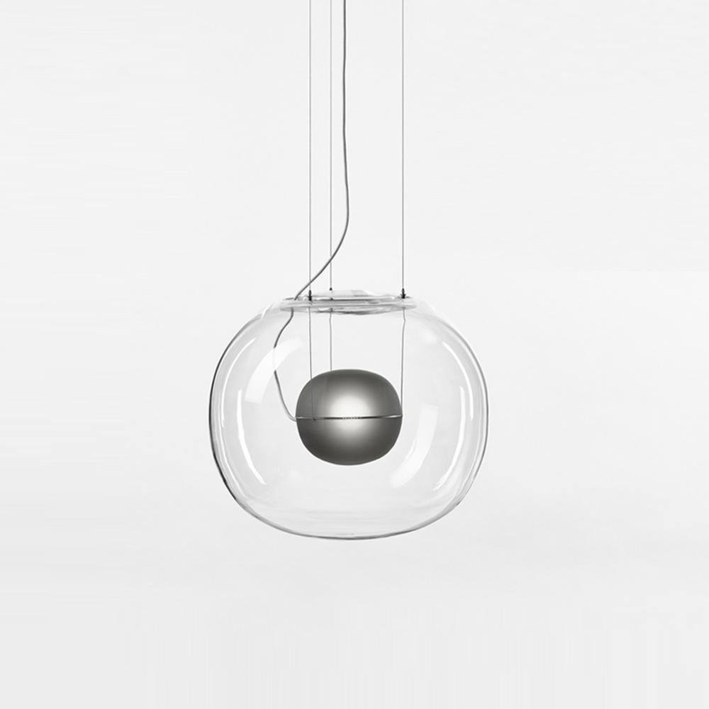Pearl Pendant Light ∅ 11.8″ x H 10.2″ , Dia 30cm x H 26cm , Clear + Grey