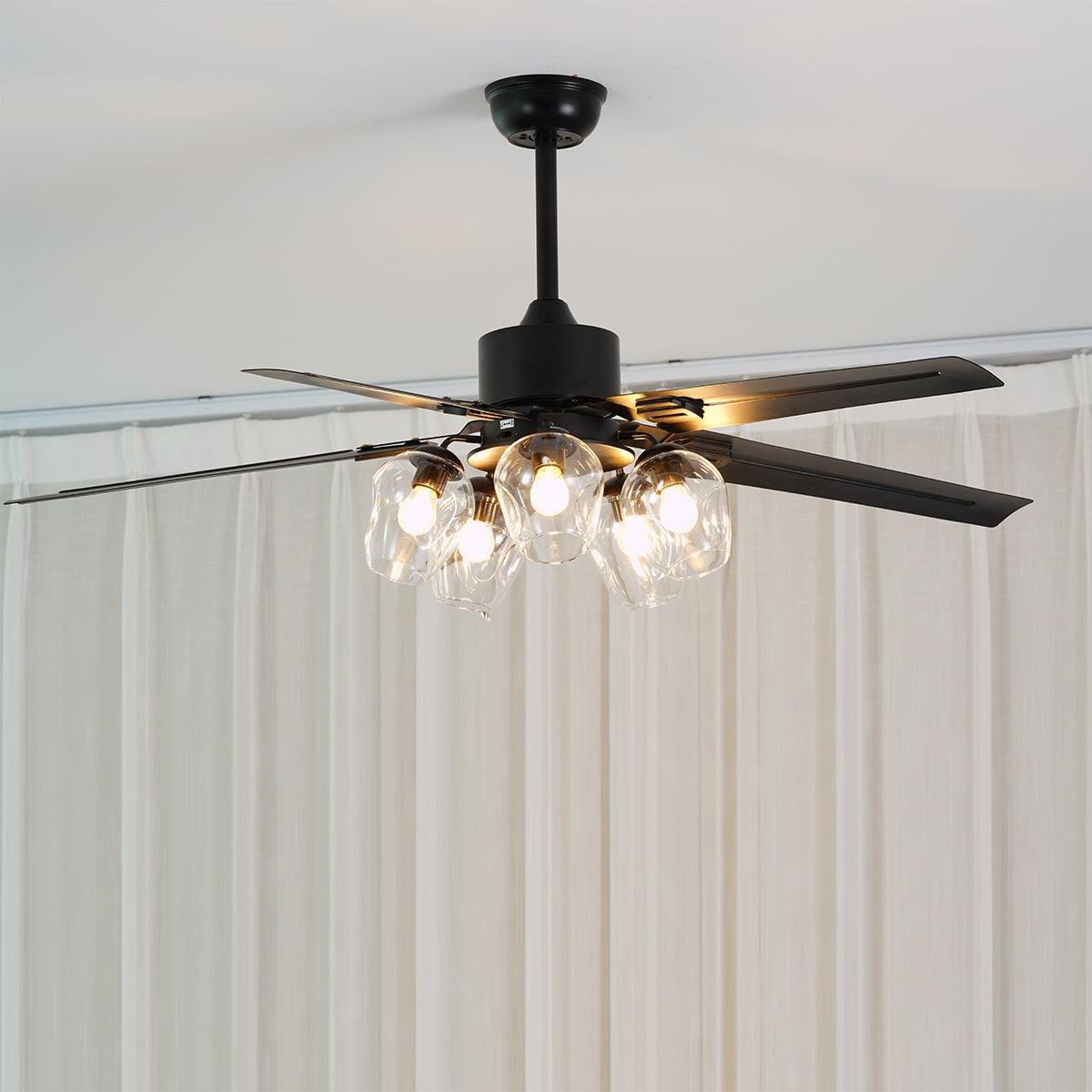 Vintage Black Ceiling Fan, 52-Inch Diameter x 21.7-Inch Height, 132cm Dia x 55cm H, 220V, Model B