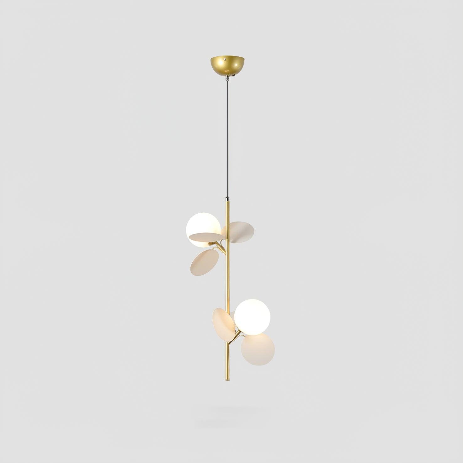 Blanca pendant light in gold and white, with a diameter of 7.9 inches (20cm) and a height of 20.5 inches (52cm).