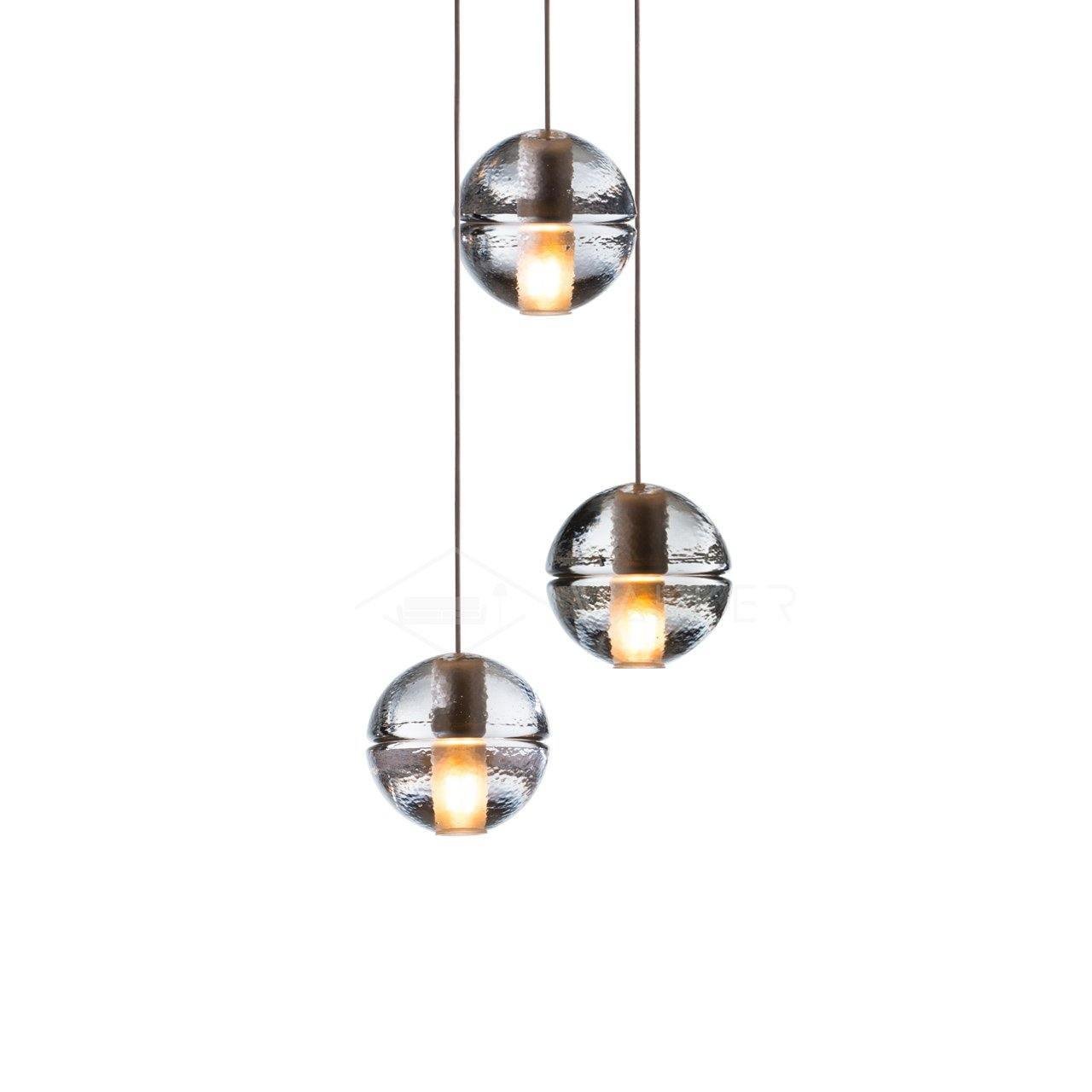 3-Headed K9 Crystal Pendant Lamp with Round Canopy
