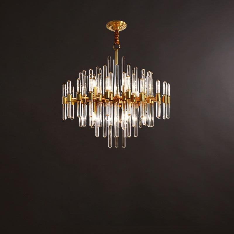 Antique Brass Chandelier with 10 Bulbs, 24.4″ Diameter x 23.6″ Height (62cm Dia x 60cm H), Made of Brass and Crystal.
