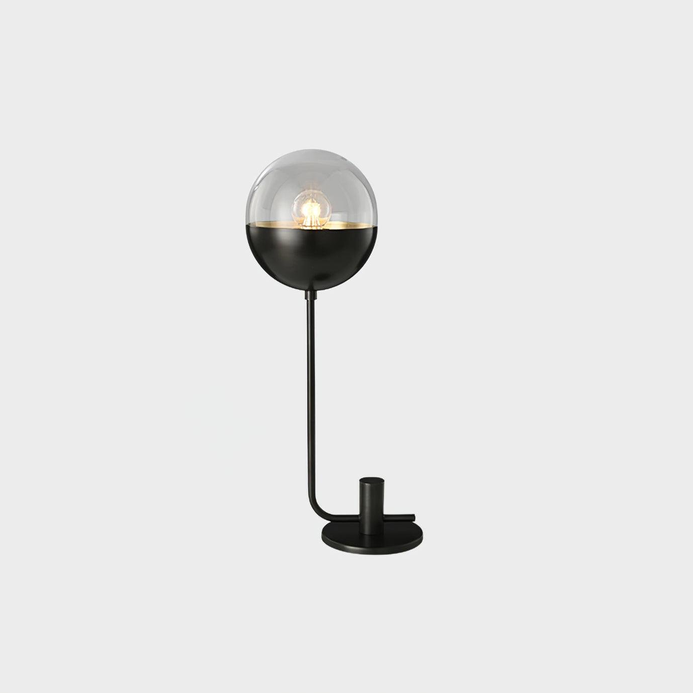 Black Brass Globular Table Lamp with EU Plug, measuring 8.3 inches in diameter and 17.7 inches in height (or 21cm x 45cm).