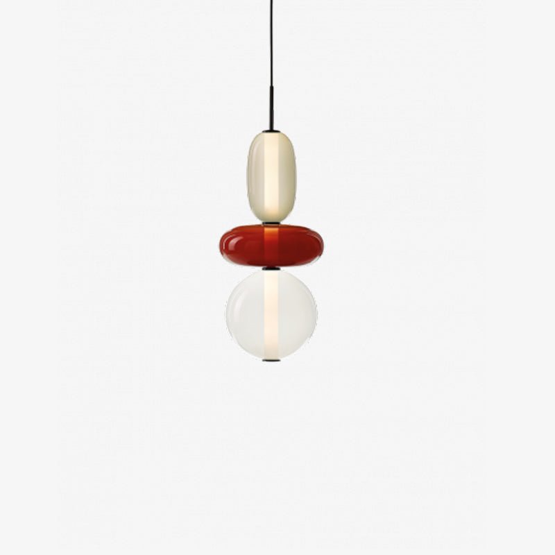 Red Bubble Glass Pendant Light Model D, 7.1″ Diameter x 18.1″ Height, with Cool Light