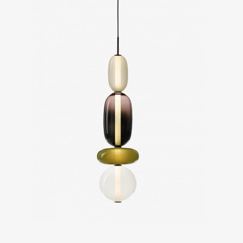 Bubble Glass Pendant Light Model G Green with a Diameter of 6.3 inches and a Height of 26 inches, emitting a Cool Light.