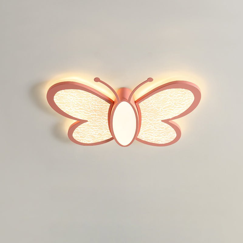 Size: L 19.7″ x W 15″ x H 2″ (L 50cm x W 38cm x H 5cm) Three-Color Changing Pink Butterfly Ceiling Lamp