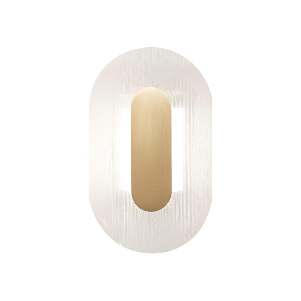 Wall Lamp with Gold Button, emitting a cool white light, measures 7.1 inches in diameter and 11.8 inches in height (18cm x 30cm)