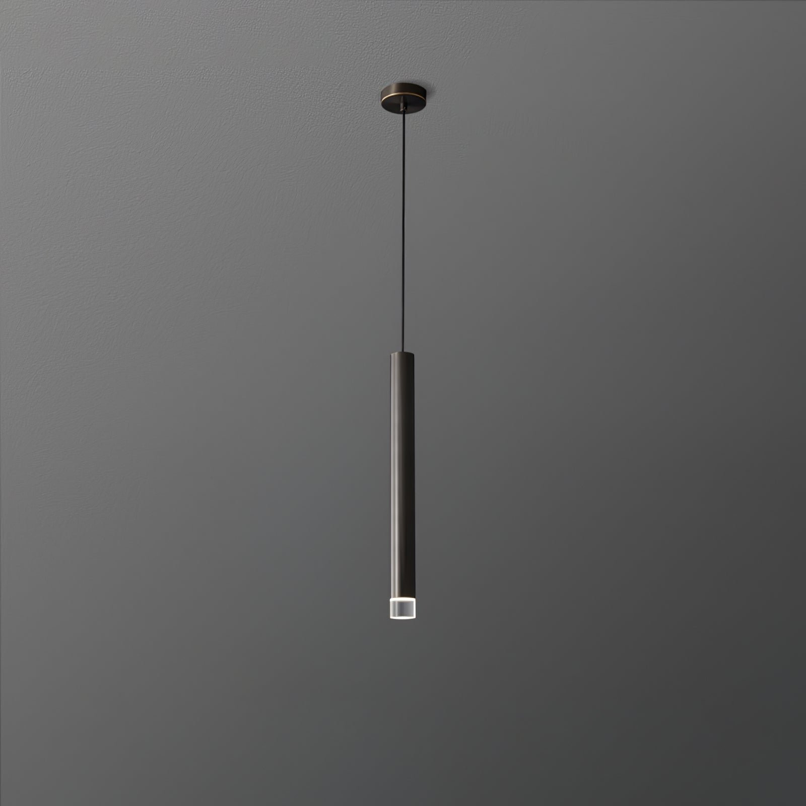 Black Pendant Lamp with 1 Head, Candles-inspired Design, Dimensions: ∅ 1.6″ x H 15.7″ (4cm x H 40cm)