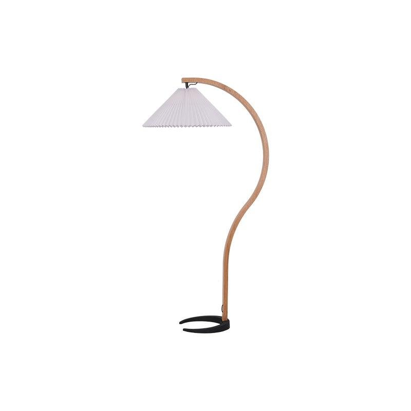 Beech Wood and White Caprani Floor Lamp, 28.4" Diameter x 59" Height (72cm x 150cm), UK Plug