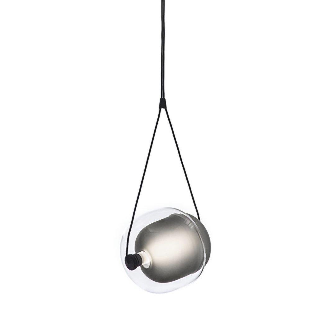 Capsule Pendant Light in Smoke Grey - Clear Glass, Cold White, Diameter 12.6" x Height 10.2" (32cm x 26cm)