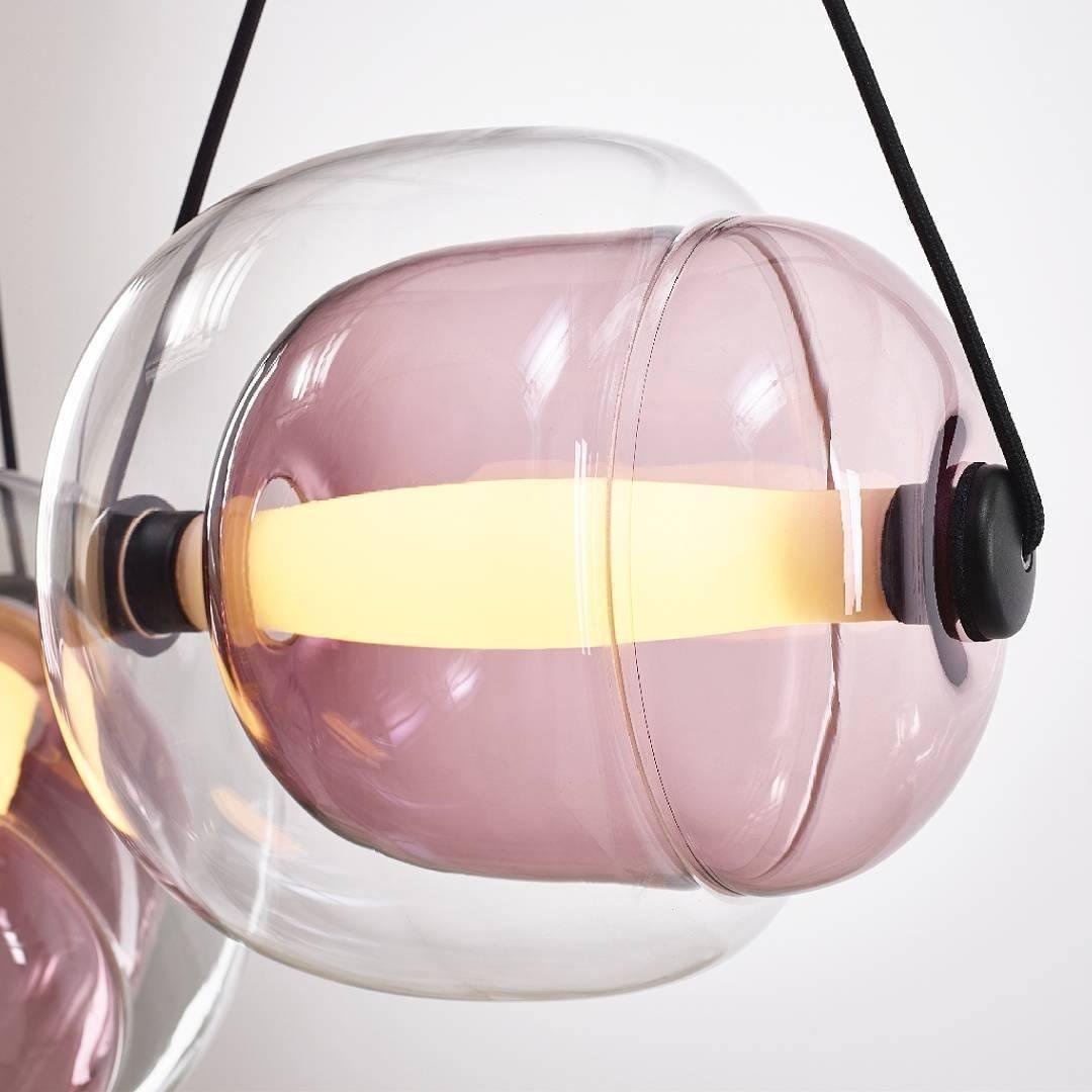Capsula Pendant Light in Violet - Clear Glass, Cold White, 12.6 inches in Diameter x 10.2 inches in Height (32cm x 26cm)