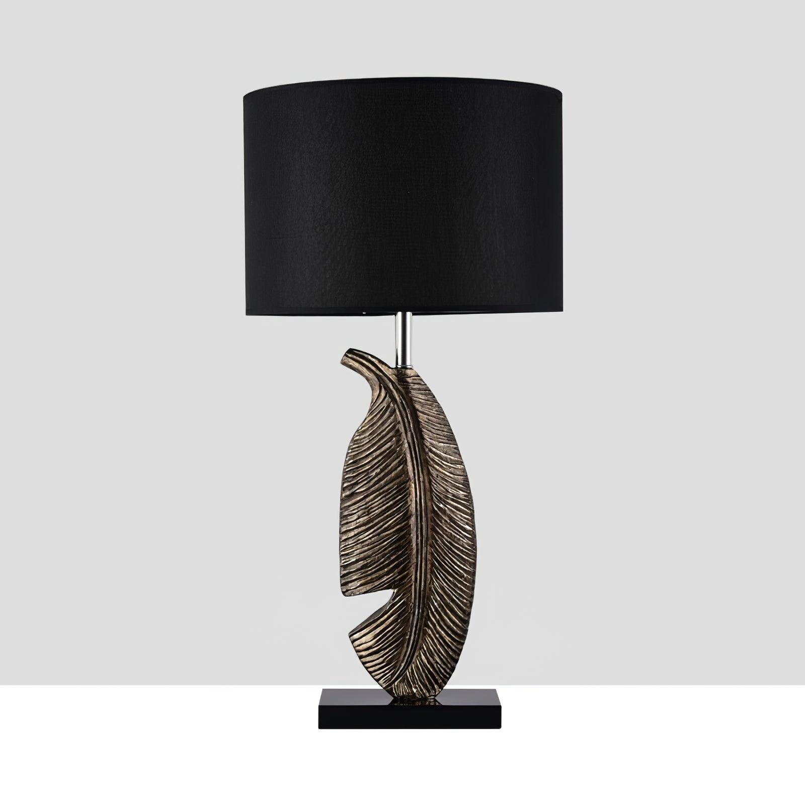 Black and Gold Cayo Table Lamp with EU Plug, measuring ∅ 14.1″ x H 25.5″ or Dia 36cm x H 65cm