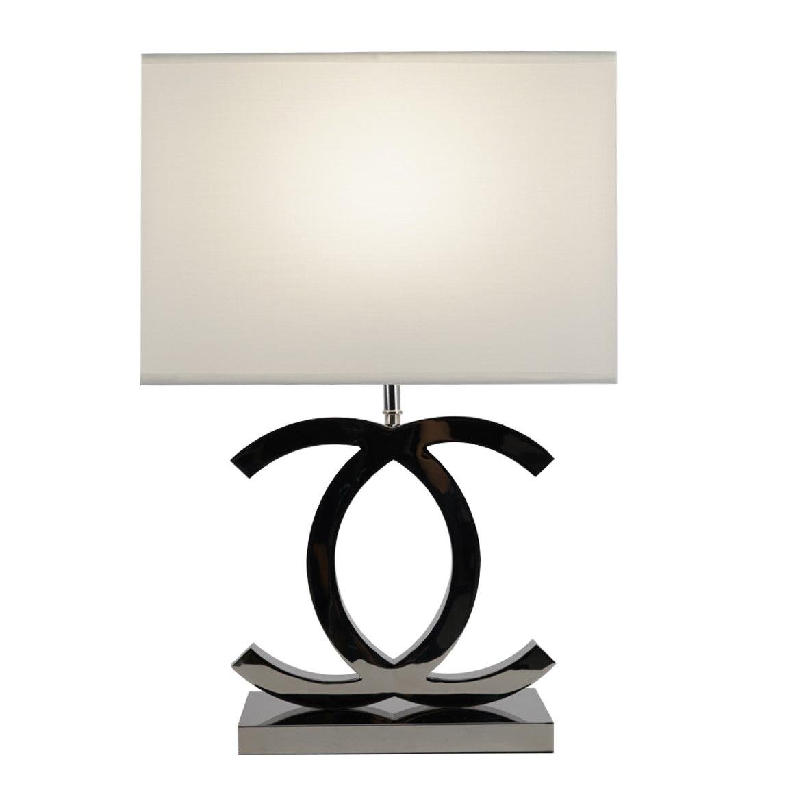 Stainless Steel Table Lamp Φ 14.3″ x H 24.4″ , Dia 36.5cm x H 62cm , Chrome+White , EU plug
