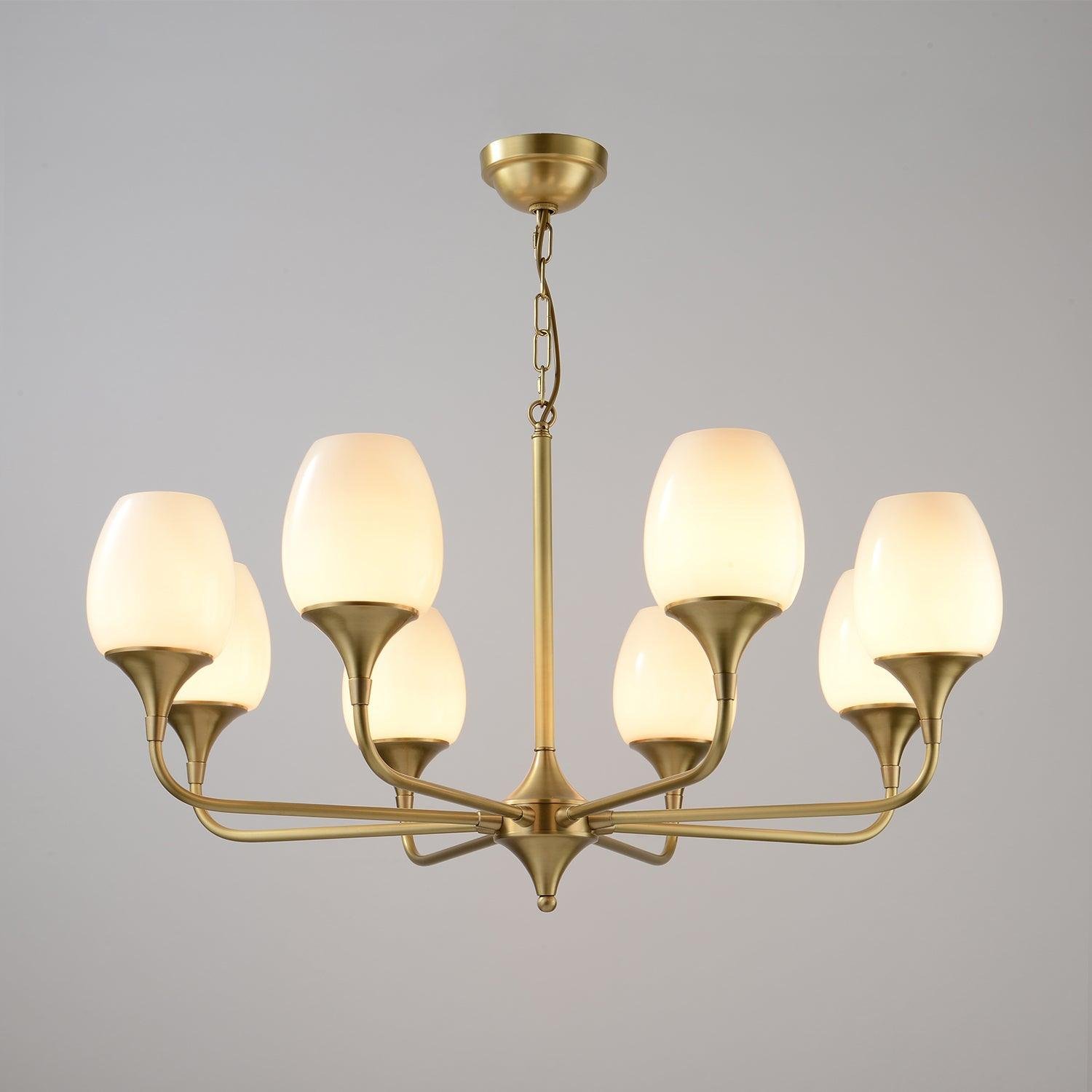 Brass Charlie Chandelier with 8 Heads, Diameter 34.6 inches x Height 21.7 inches (88cm x 55cm)
