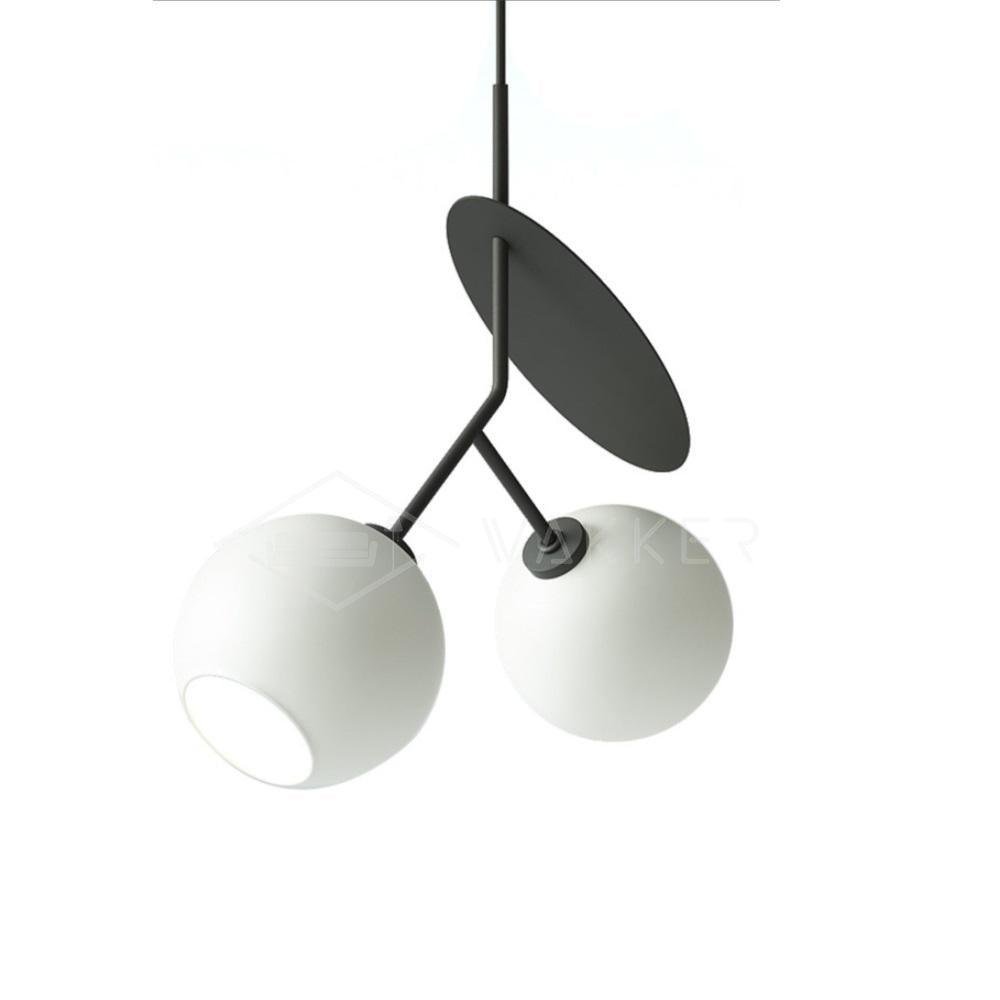 Cherry Pendant Light in Black and White, with a Diameter of 19.7 inches (50cm) and a Height of 19.7 inches (50cm)