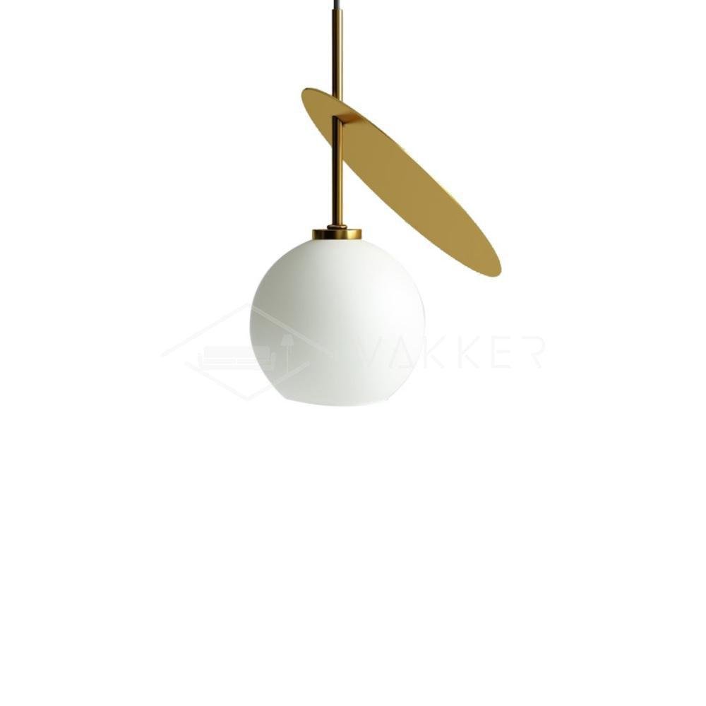 Cherry Pendant Light in Gold and White, Sized Φ 9.8″ x H 19.7″ (Dia 25cm x H 50cm)