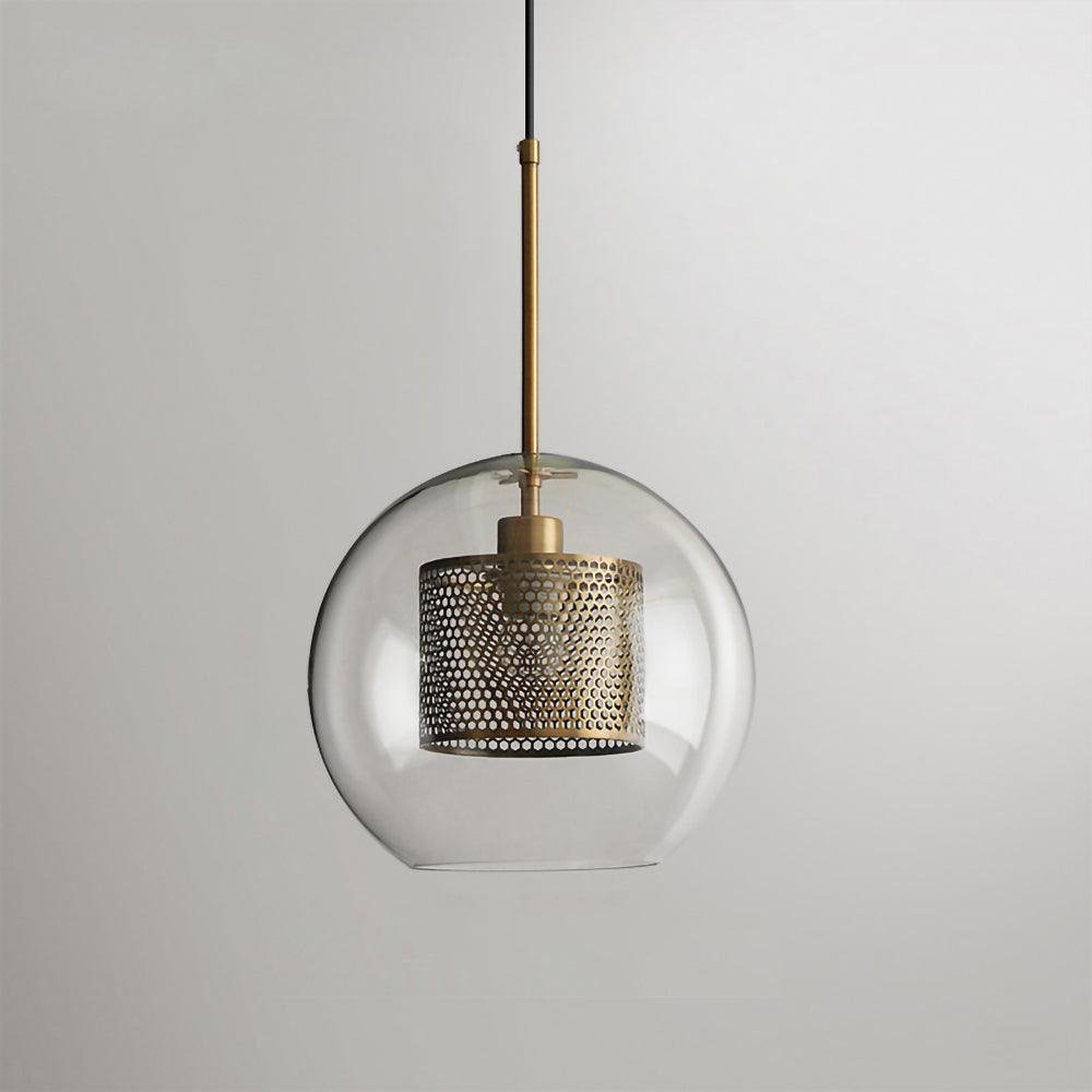 Amber Copper-plated Chiswick Glass Pendant Light Sphere - 7.9″ Diameter x 7.1″ Height (30cm Diameter x 27cm Height)