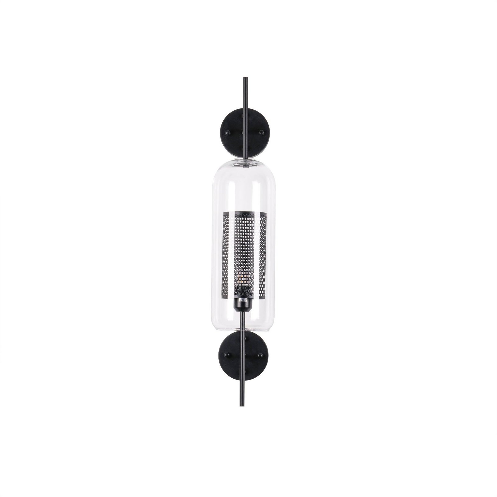Black Chiswick Glass Wall Light, Clear, with a diameter of 15cm and a height of 78cm (x2)