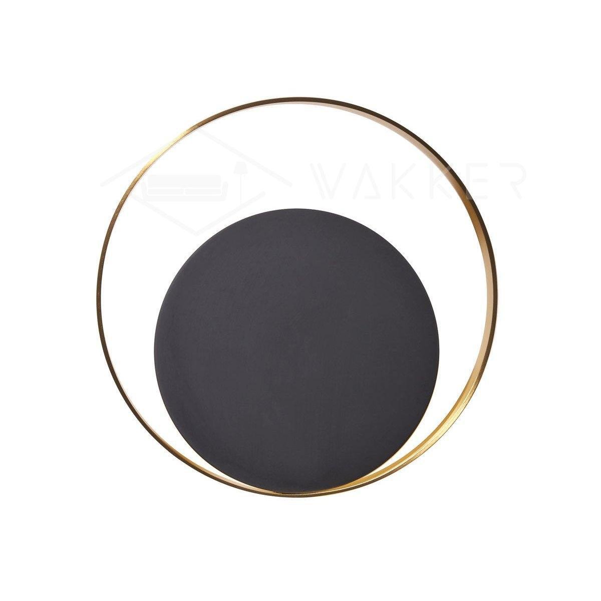 Black and Gold Circle Wall Lamp, 26cm Diameter x 2, Height 26cm