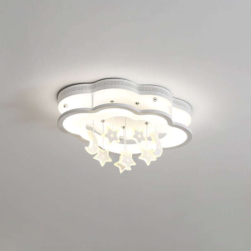 Ceiling Light showcasing White Clouds and Stars in Cool Light + Cool Light, with dimensions of L 17.7″ x W 12.6″ x H 5.9″ (L 45cm x W 32cm x H 15cm)