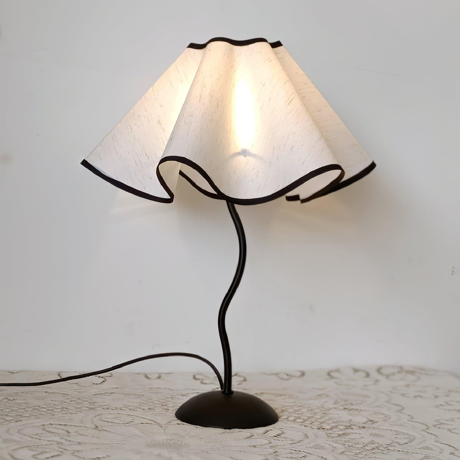 Black and White Linen Cora Table Lamp with a UK plug, measuring Ø 14.1" x H 18.5" (36cm x 47cm)