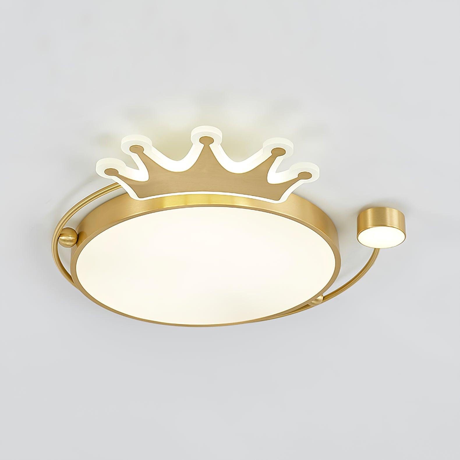 Brass Crown Ceiling Light with Cool Light, Diameter 18.9 inches x Height 1.6 inches (48cm x 4cm)