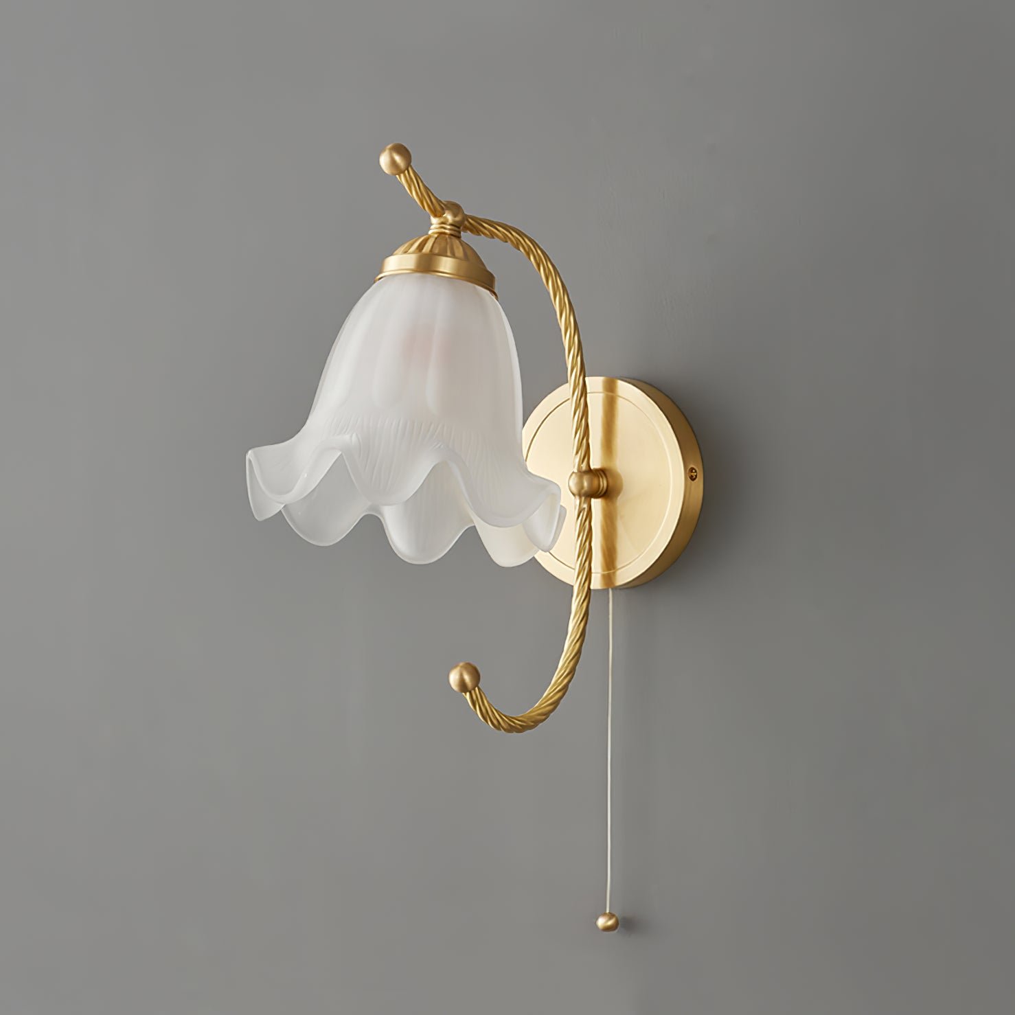 2-Pack of Brass and Opaque Glass Curved Gooseneck Sconces